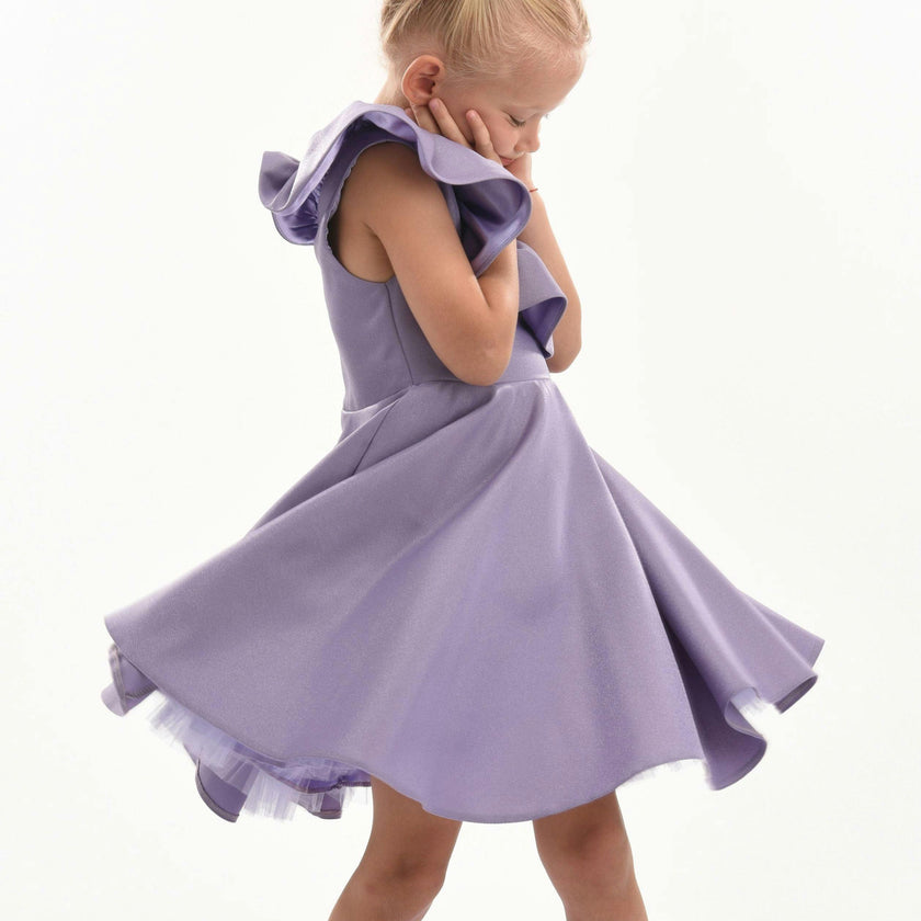 Purple Riviera Off Shoulder Ruffle Dress