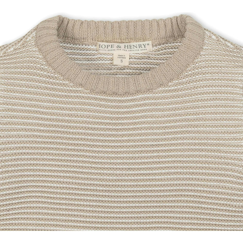 Organic Long Sleeve Crewneck Pullover Sweater, Beige