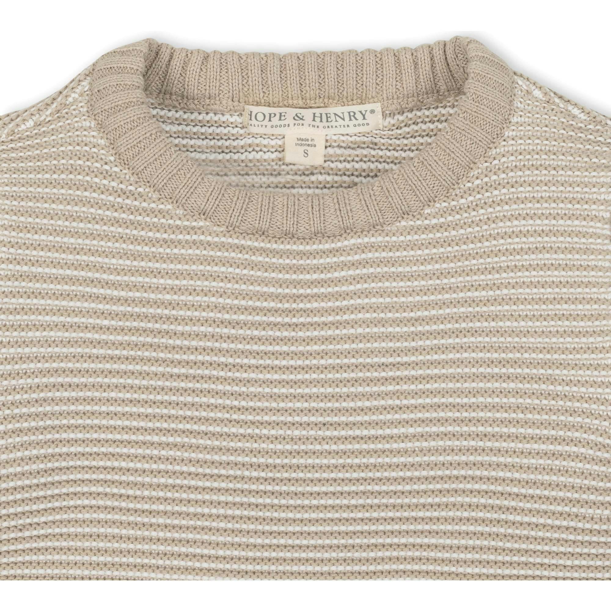 Organic Long Sleeve Crewneck Pullover Sweater, Beige