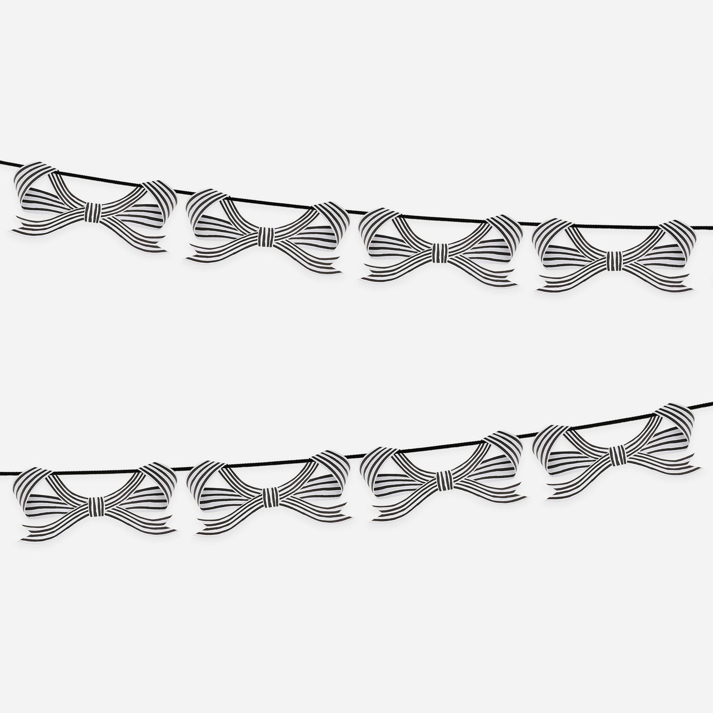Black & White Stripy Bow Garland