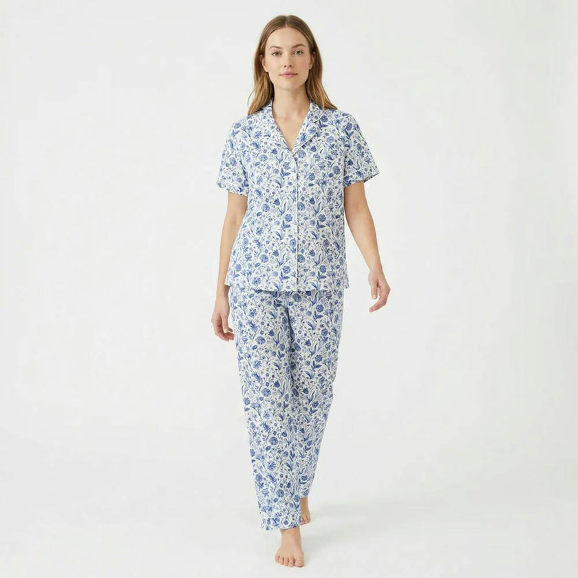 Porcelain Vine Short Sleeve & Pants Bamboo Women's Pajama Set