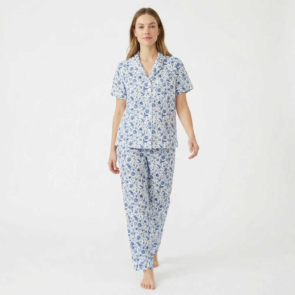 Porcelain Vine Short Sleeve & Pants Bamboo Women's Pajama Set