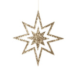 Large Glitter Wooden Star Decorations