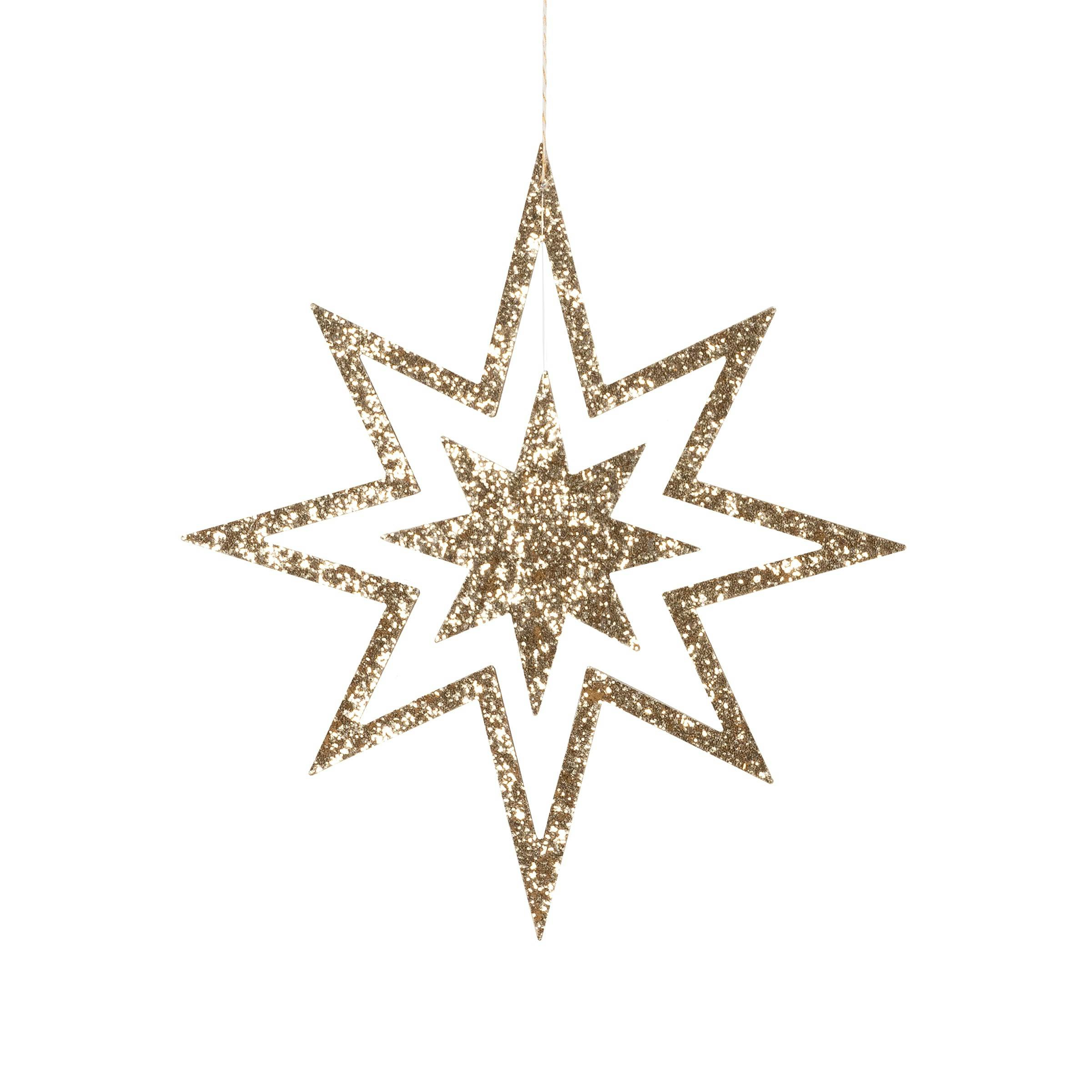 Large Glitter Wooden Star Decorations