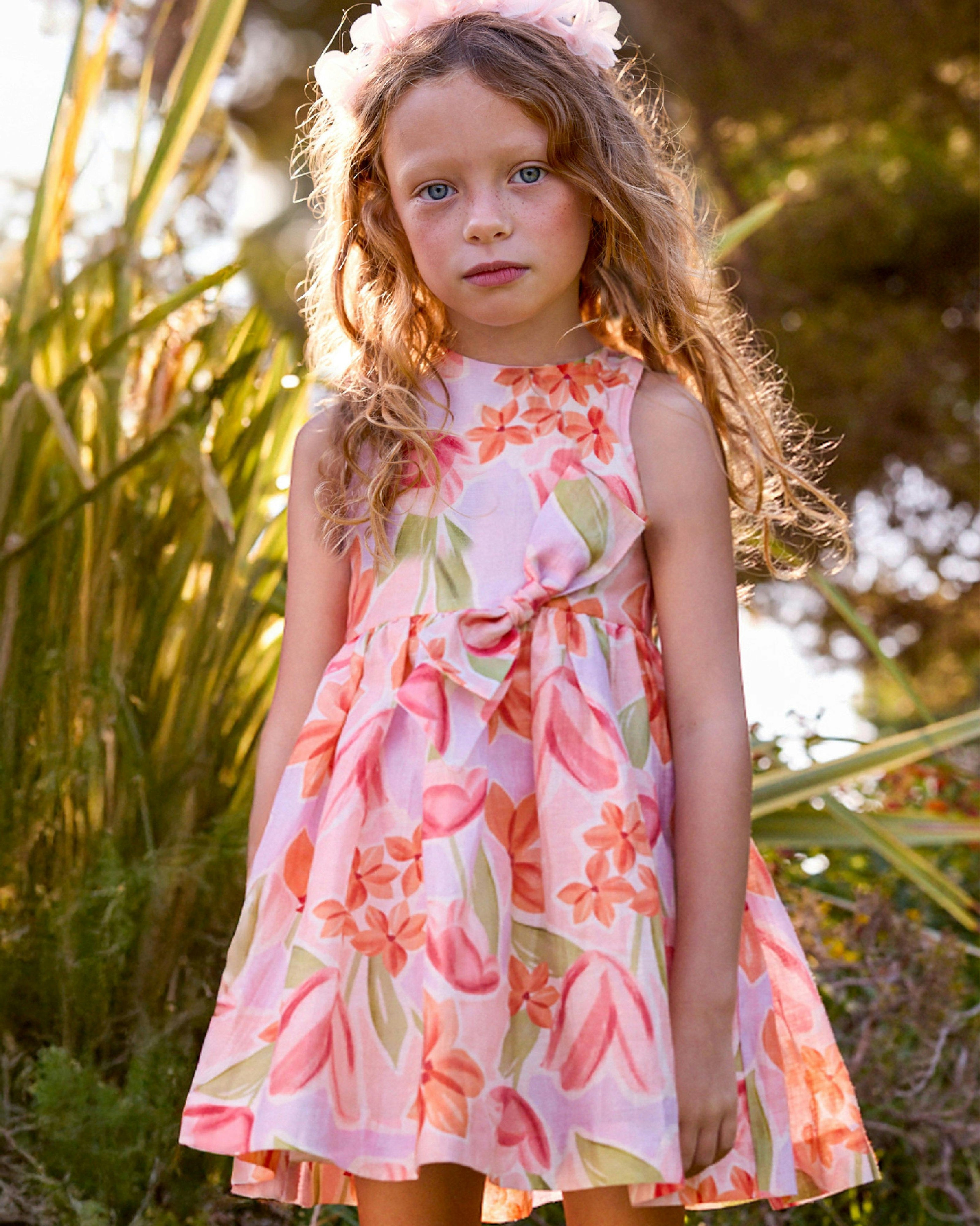 Pink Floral Bow Dress