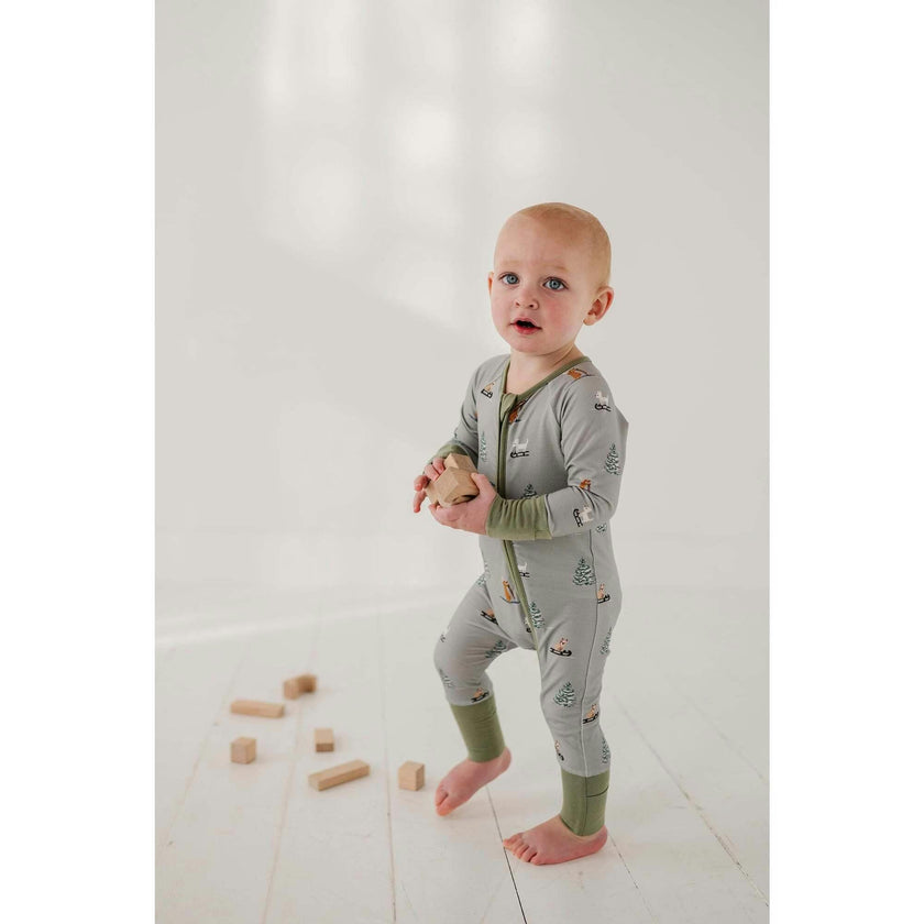 Long Sleeve Zip Romper Hair Bow
