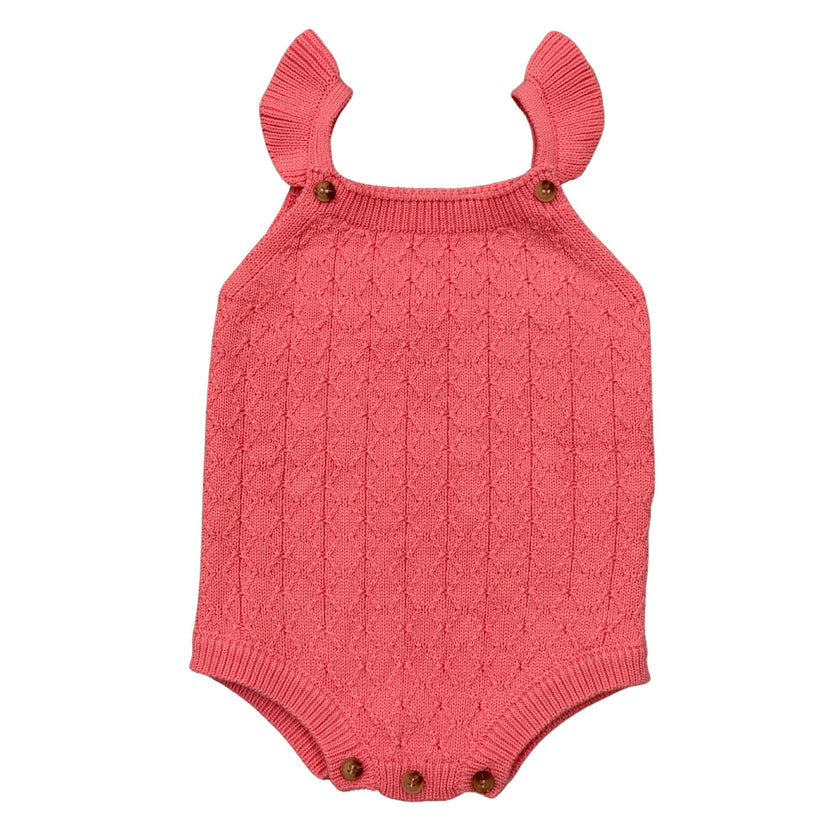 Baby Girl Knit Sweater Bodysuit in Strawberry Ice