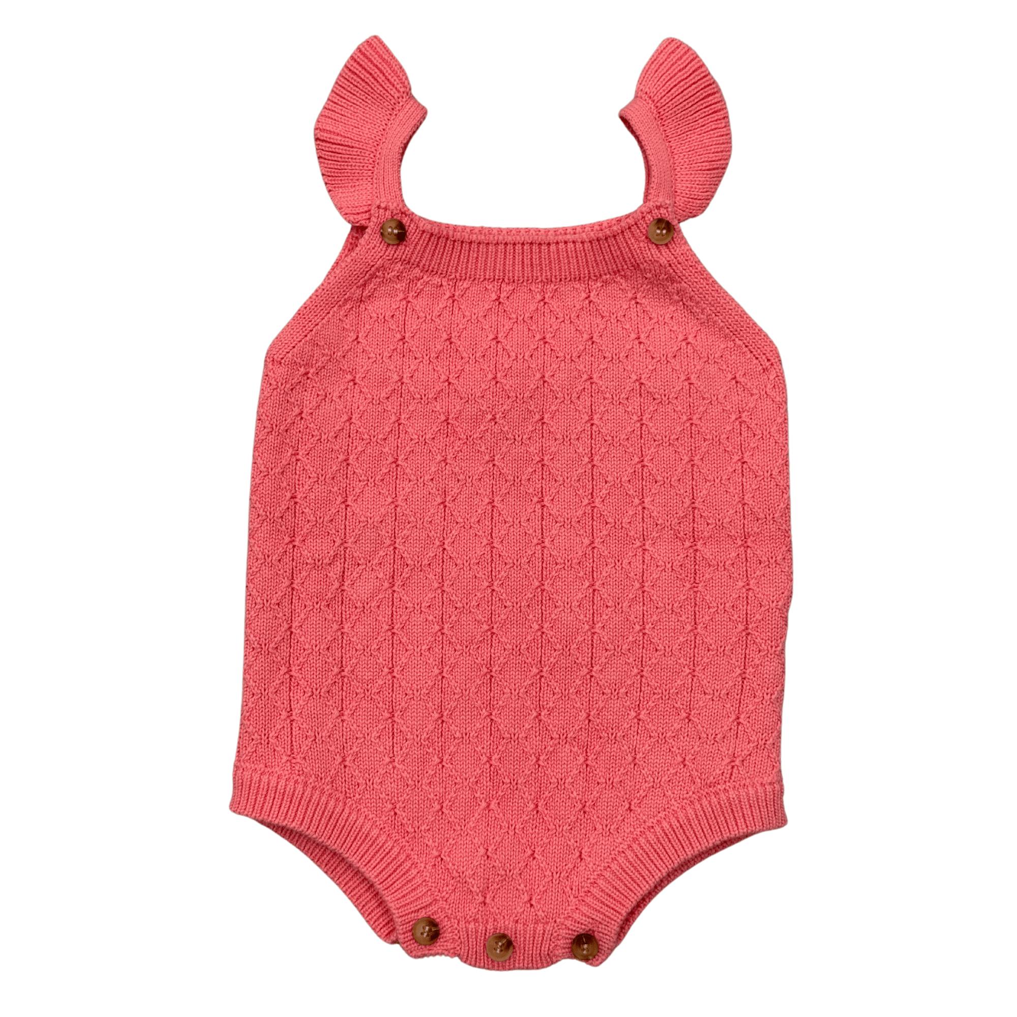 Baby Girl Knit Sweater Bodysuit in Strawberry Ice