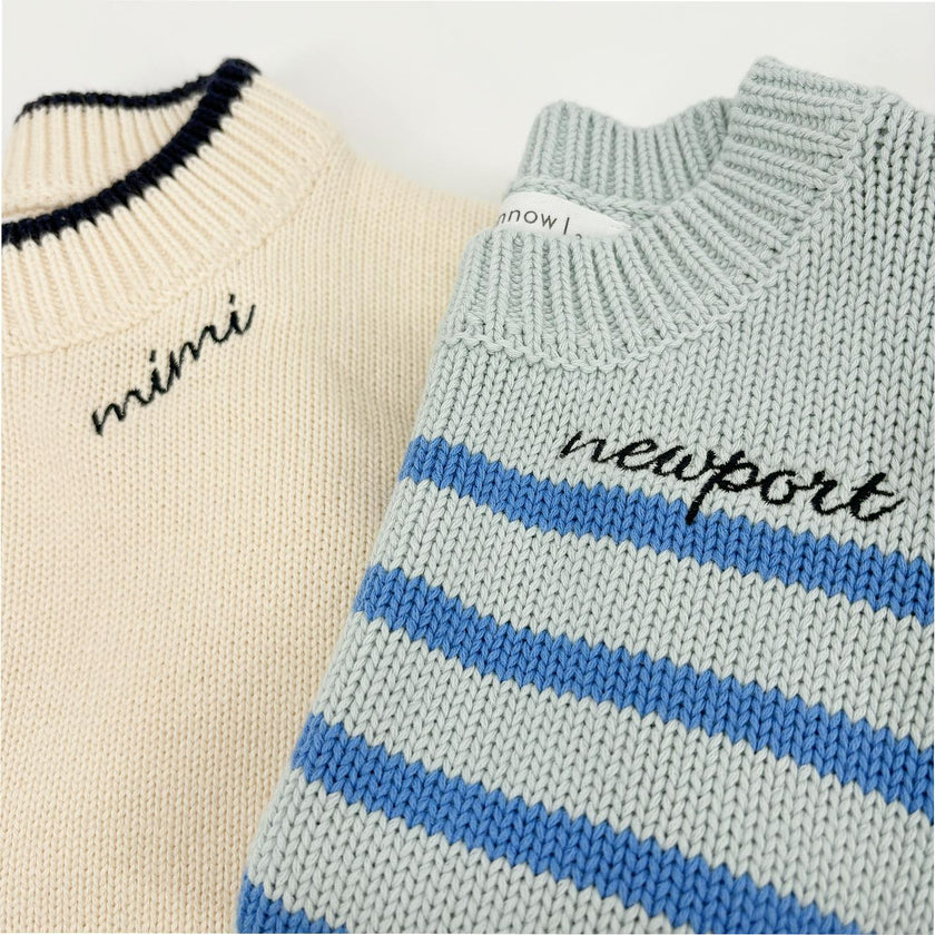 Unisex Blue Stripe Knit Sweater