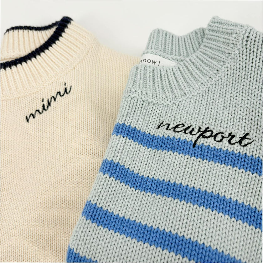 Unisex Blue Stripe Knit Sweater