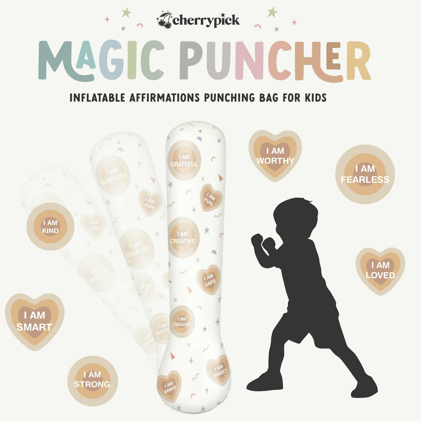Magic Puncher - Inflatable Punching Bag for Kids with Positive Affirmations
