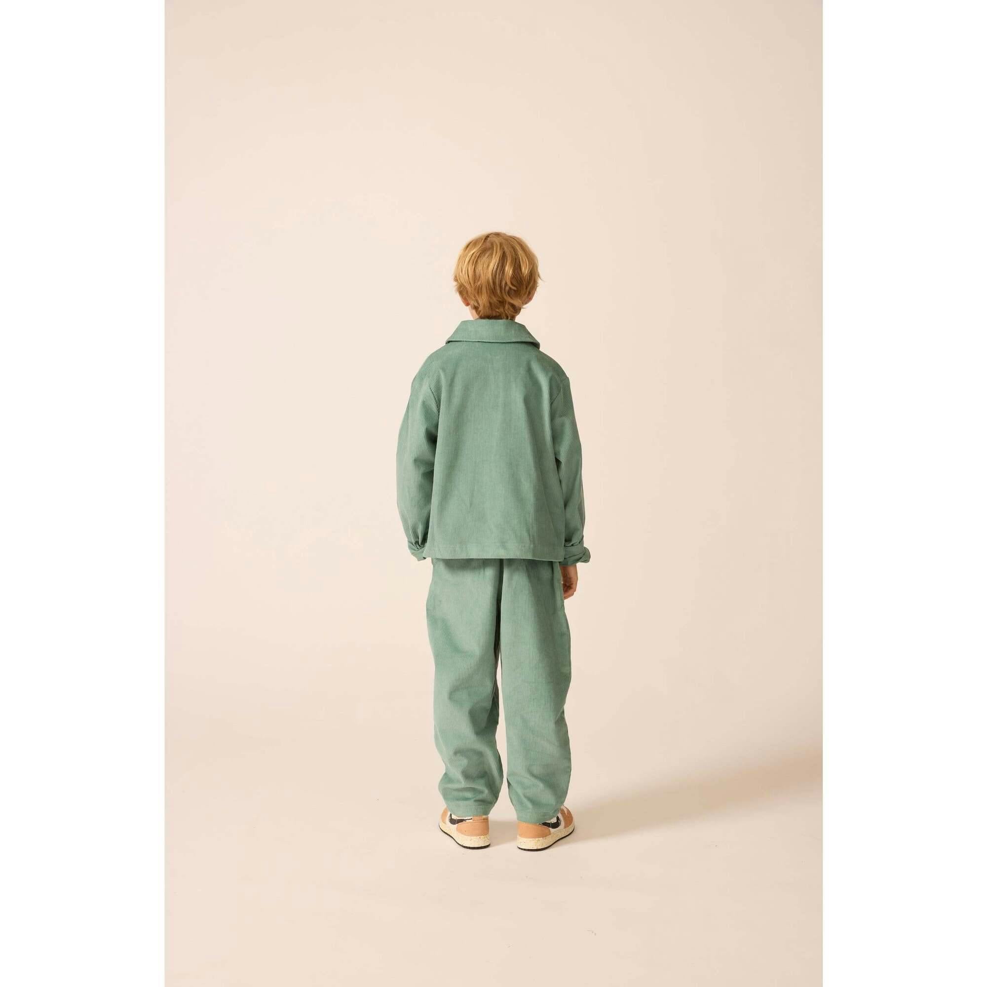 Corduroy Cropped Shacket in Teal Tambourine