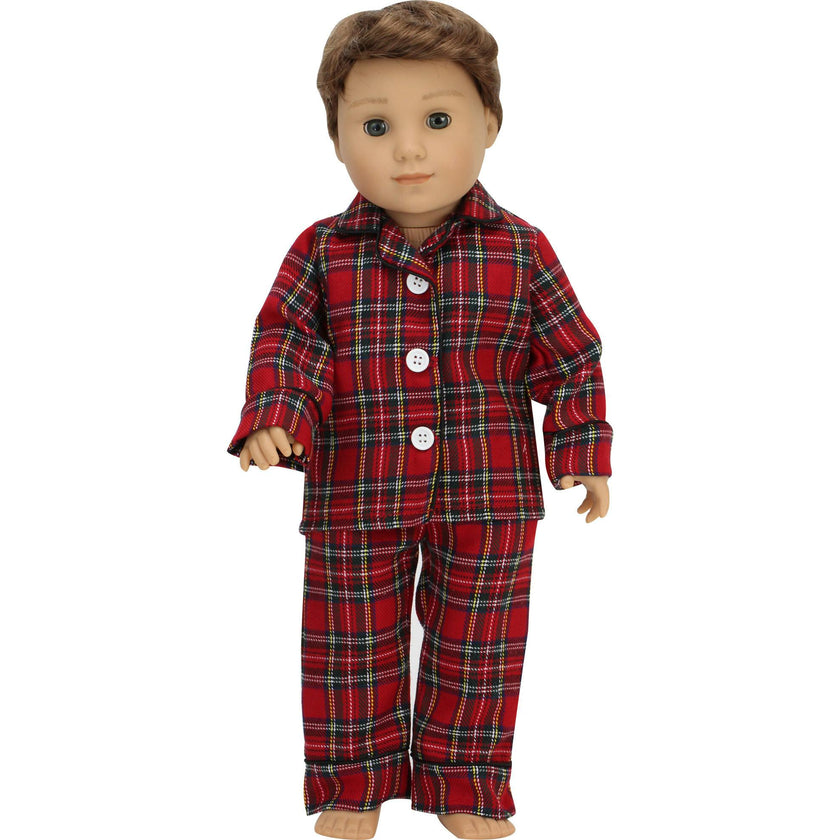 18'' Doll Flannel Pajama & Slippers Set