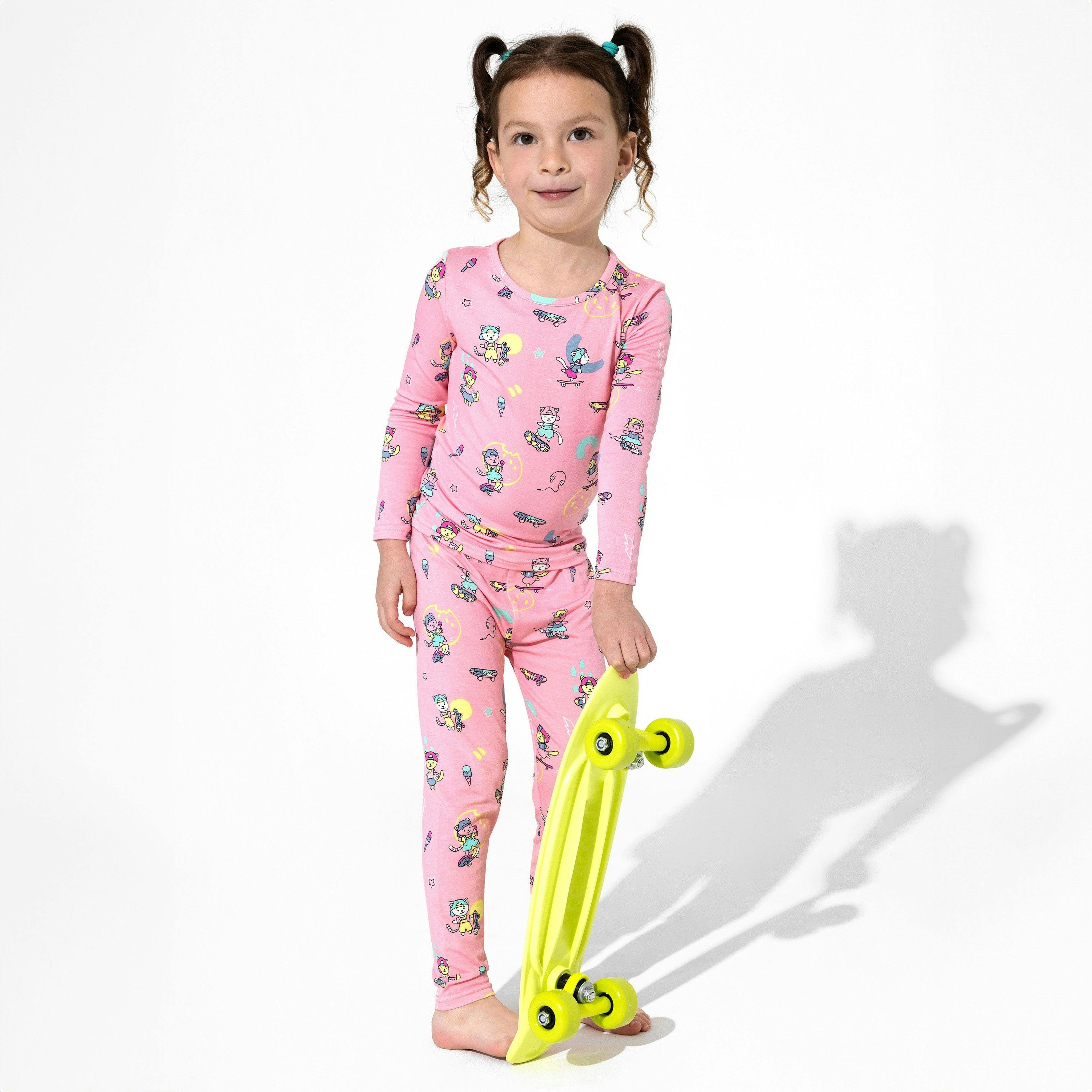 Skater Kitty Kids Bamboo Pajamas