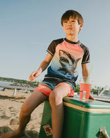 Short Sleeve Rashguard Blue And Orange Gradient