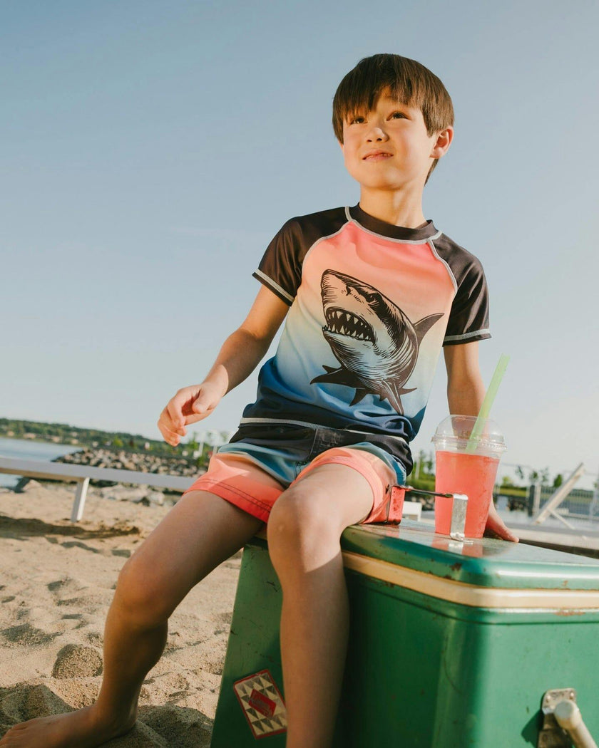 Short Sleeve Rashguard Blue And Orange Gradient
