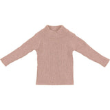 Rib Knit Mock Polo Neck Long Sleeve Shirt