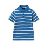 Boys Short Sleeve Polo Knit | Blue Stripe