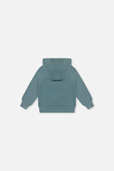 Baby Hoodie With Screenprint Pale Turquoise