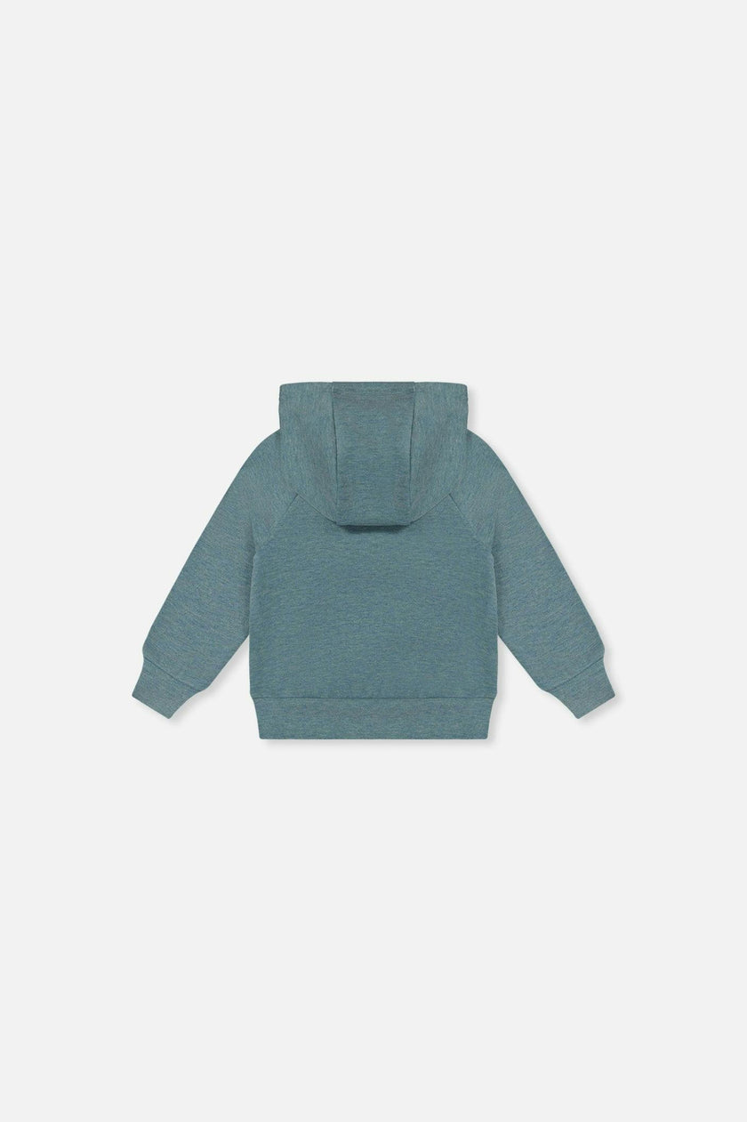 Baby Hoodie With Screenprint Pale Turquoise