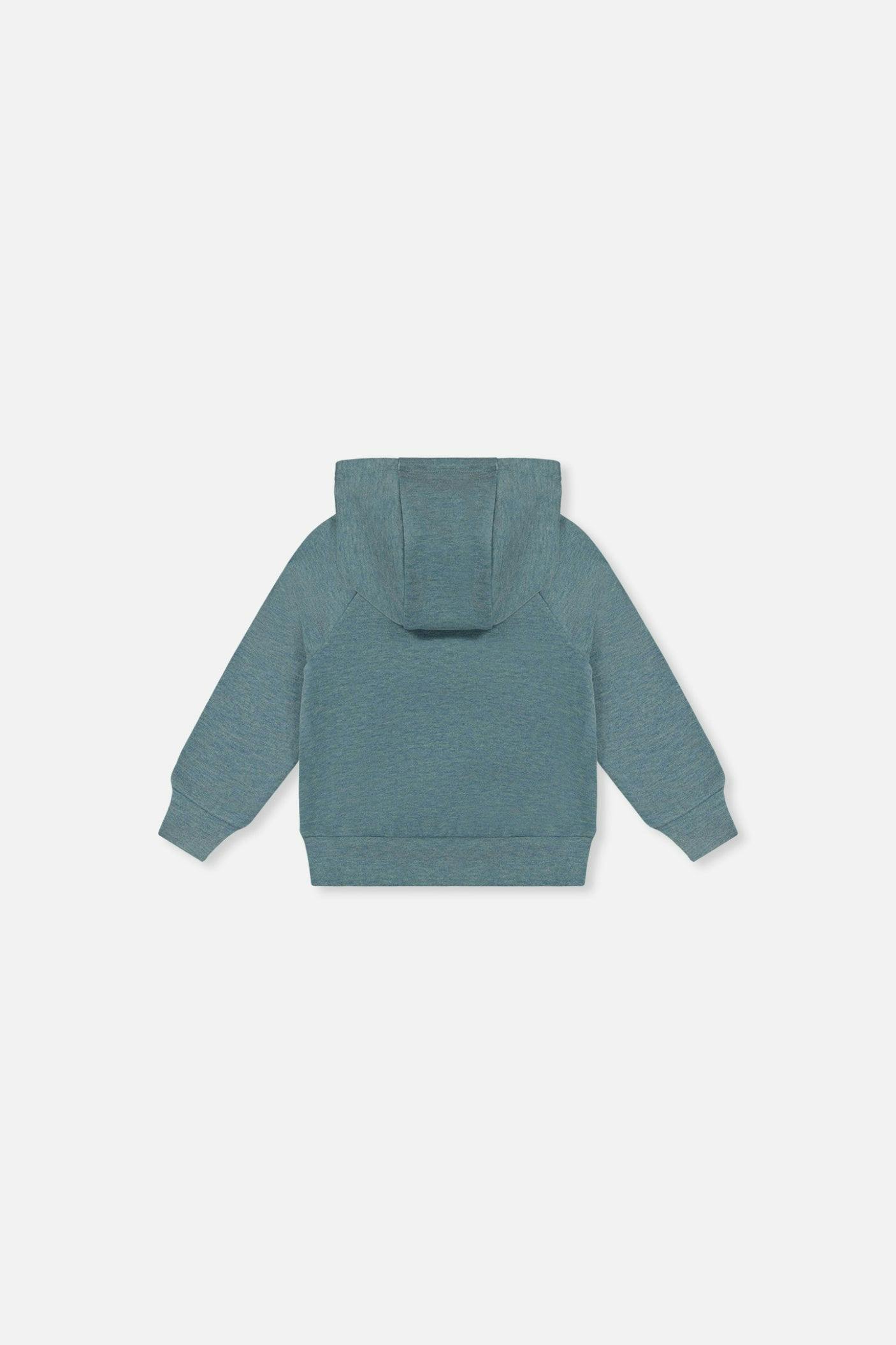 Baby Hoodie With Screenprint Pale Turquoise