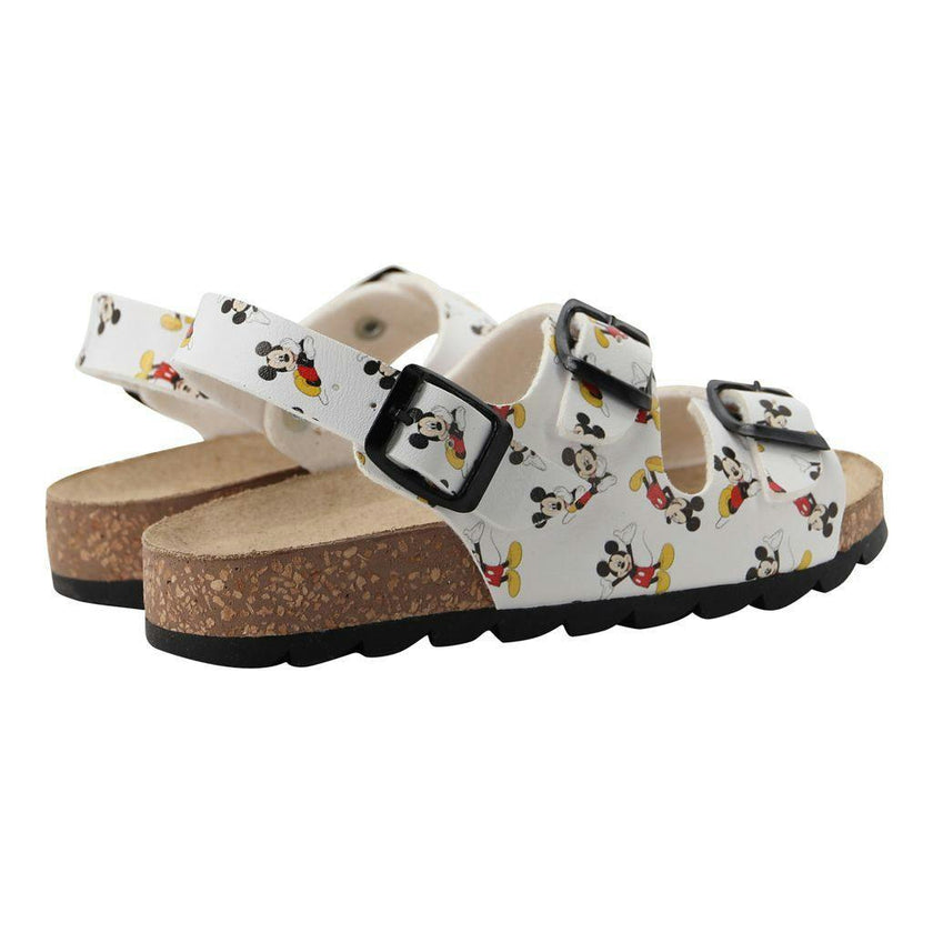White Mickey Print Sandals
