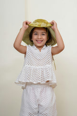 Peplum Top with Shorts Set White