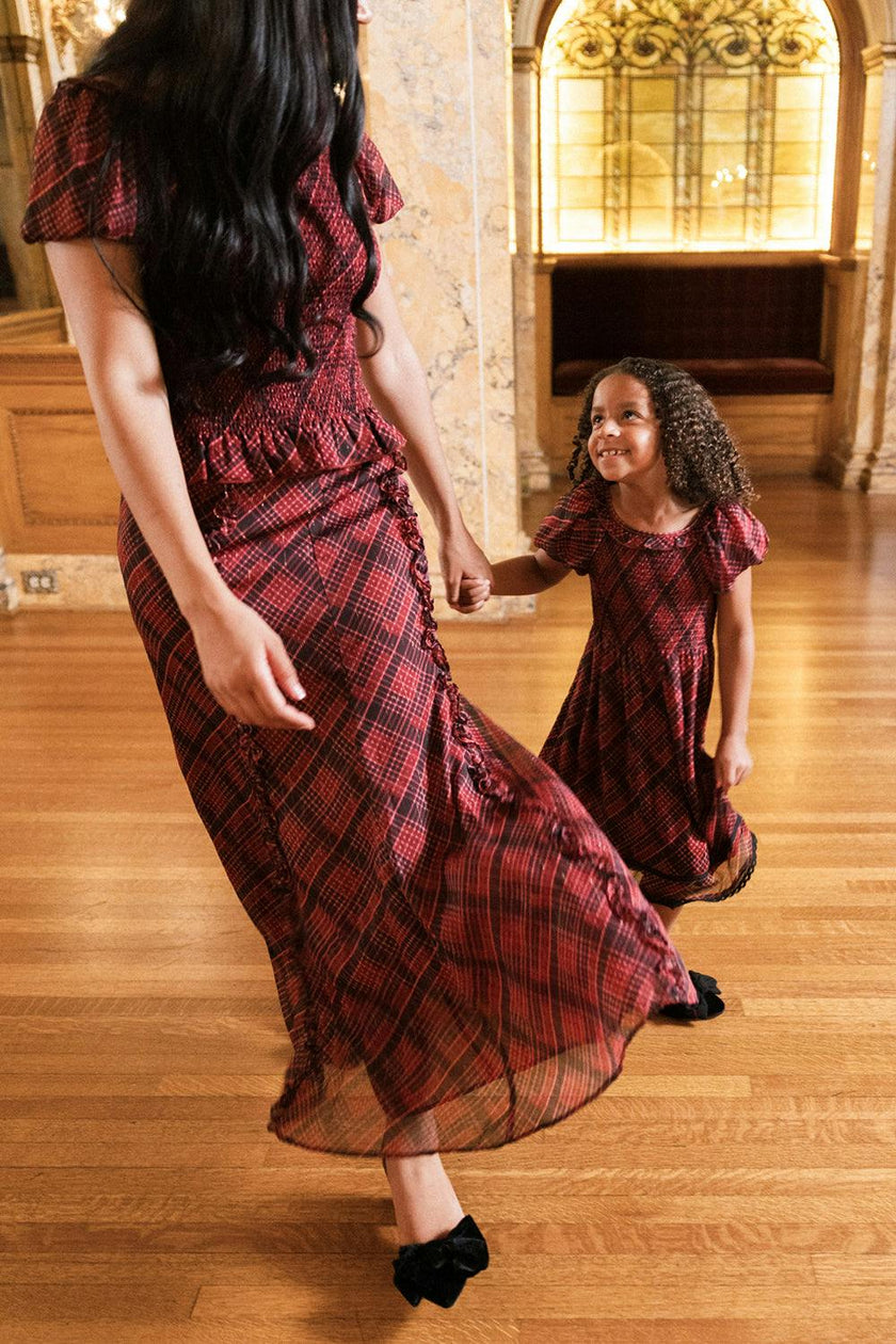 Mini Annalise Dress in Garnet Tinsel Plaid