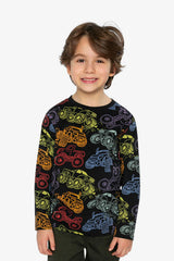 Organic Cotton Long Sleeve T-Shirt Black Monster Truck Print