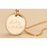 Personalized Beaded Disc Necklace, 14k Gold Plated