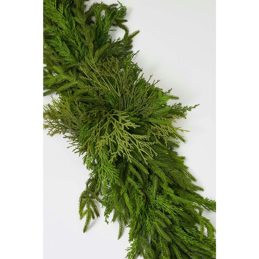 Real Touch Winter Greenery with Cypress, Norfolk & Pine Christmas Long Centerpiece Table Large Runner Swag