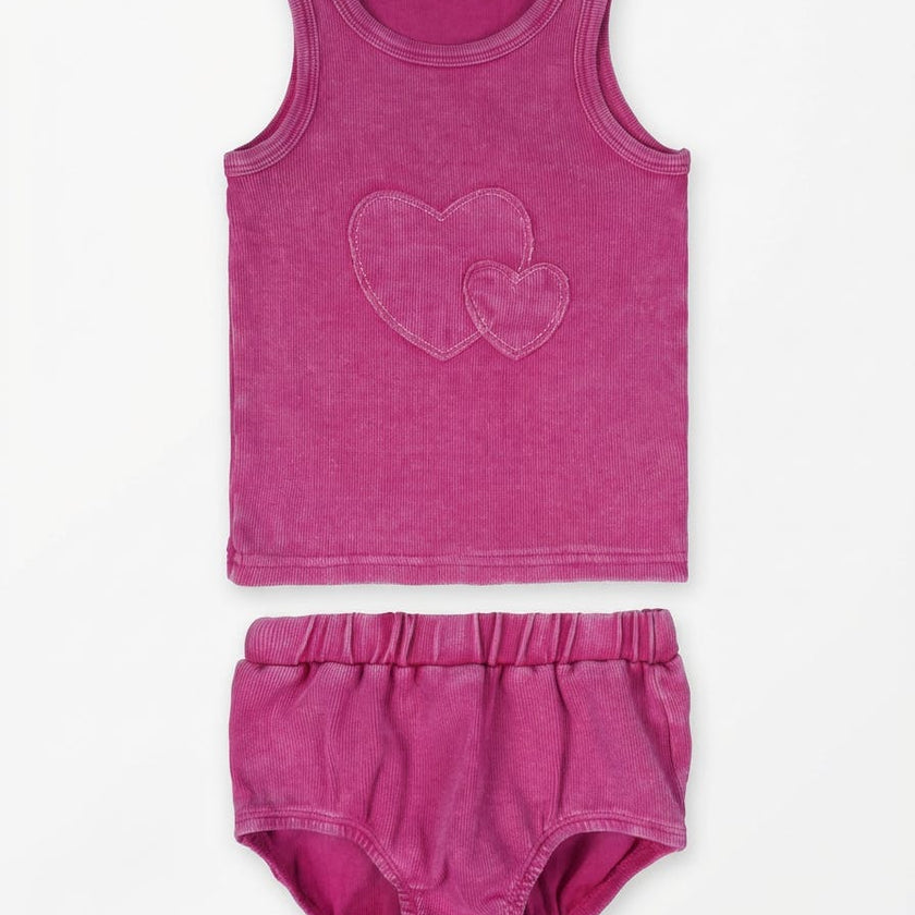 Denim Wash Tank Top Set