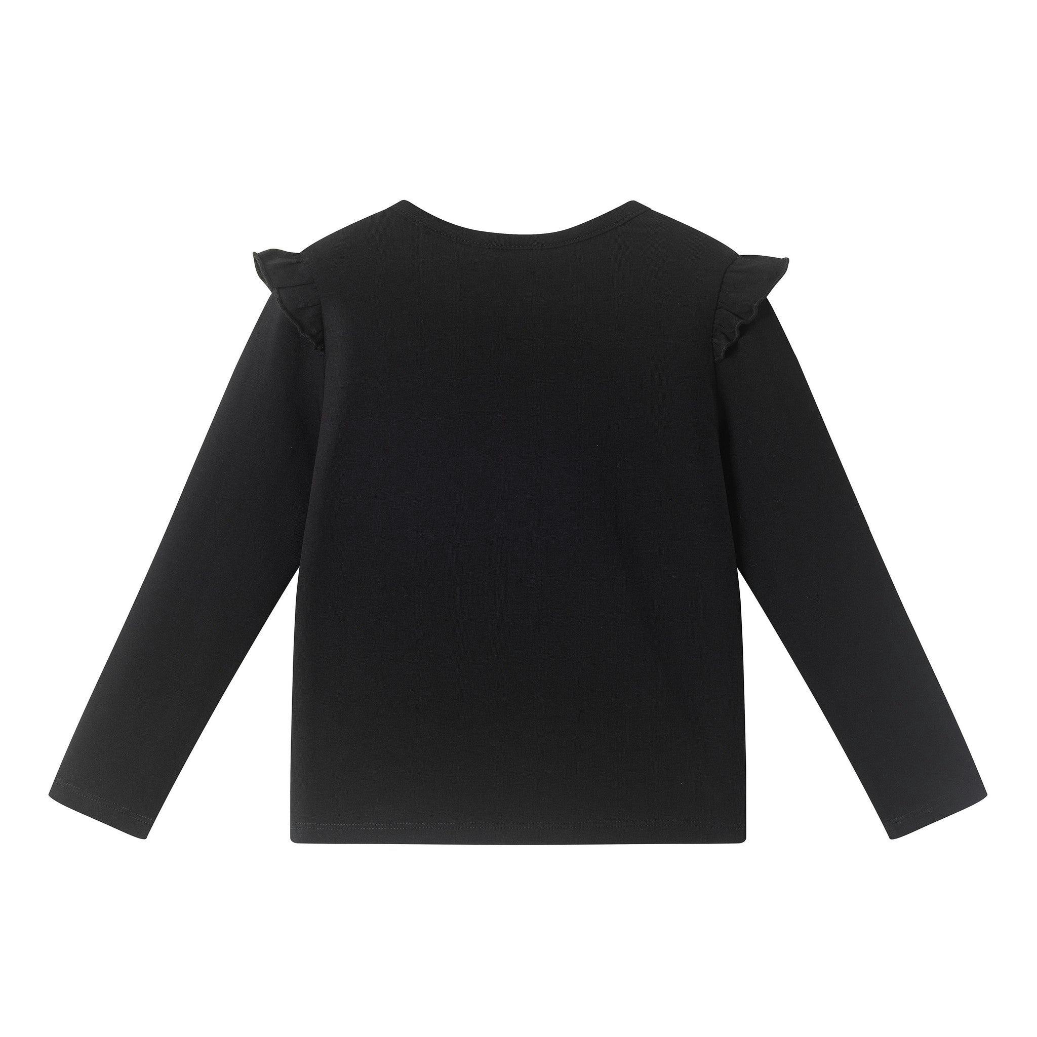 Girls Ruffle Shoulder Graphic Tee | Dancing Skeletons