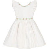 Linen Ruffle Jumper with Embroidery, White