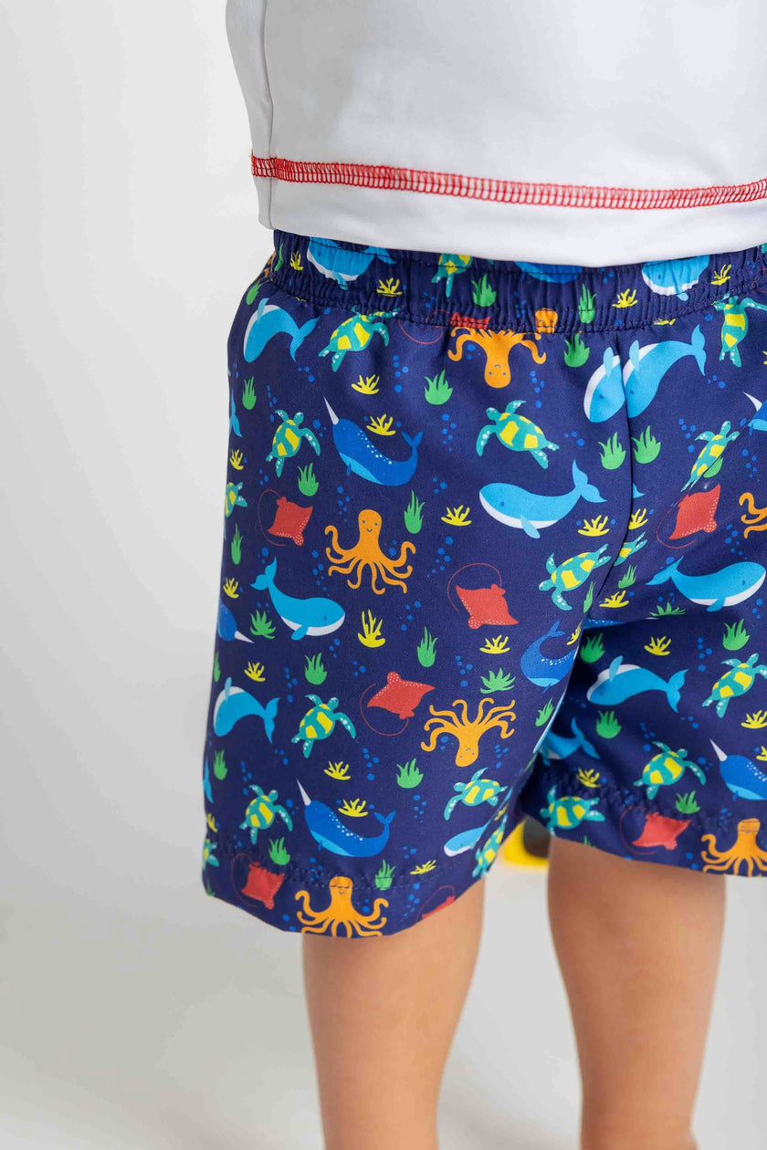Under The Sea Print Swim Trunk