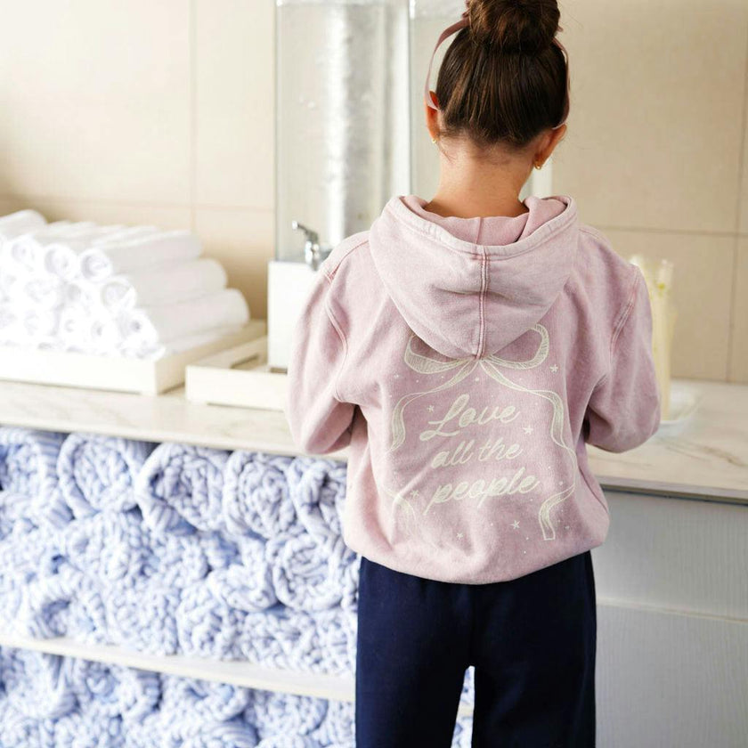 Kids Love People Hoodie-Washed Pink-Girls