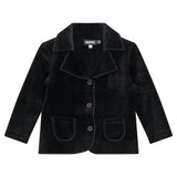 Crest Velour Button Front Long Sleeve Jacket