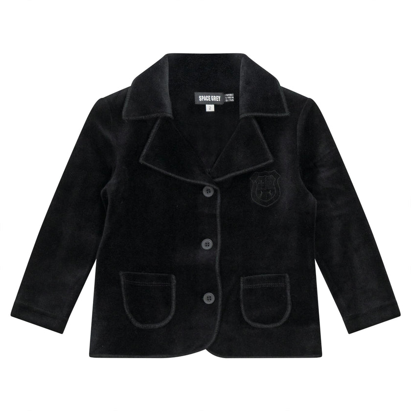 Crest Velour Button Front Long Sleeve Jacket
