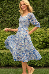 Madeline Dress in Ditsy Cobalt Floral
