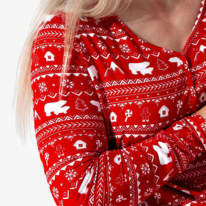 Polar Isle Red Bamboo Women's Pajama Set