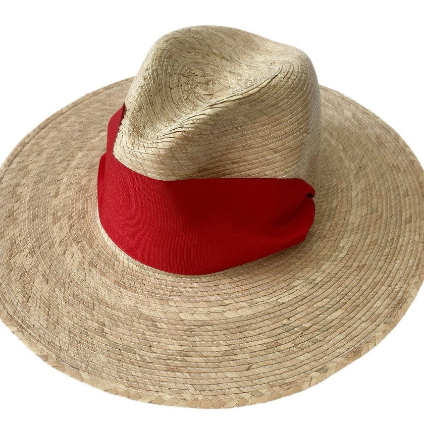 Zinnia Sun Hat - Wide & Short Red Grosgrain Ribbon