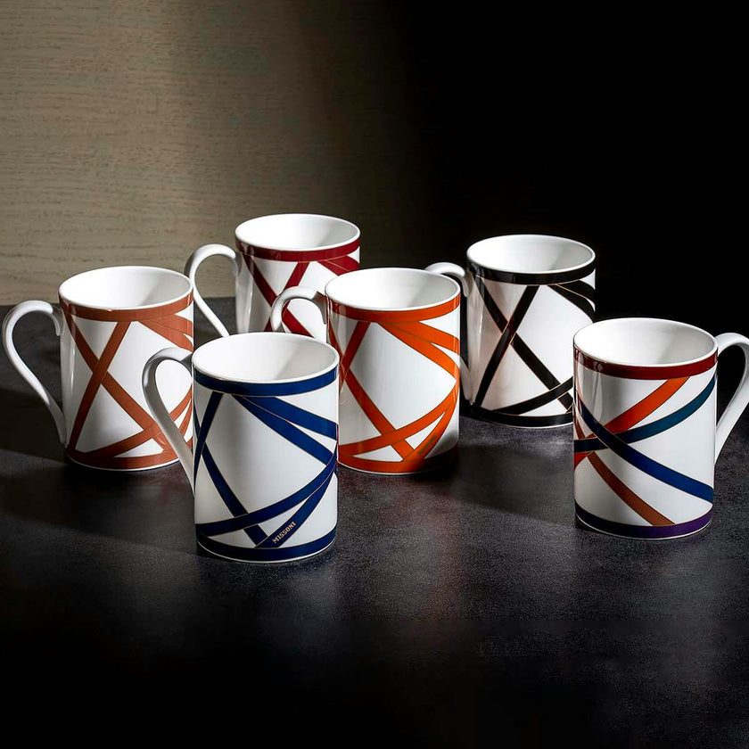 Mug Cup NASTRI in Luxury Box Beige diam. 3", H 3.9", cap. 12.5 oz