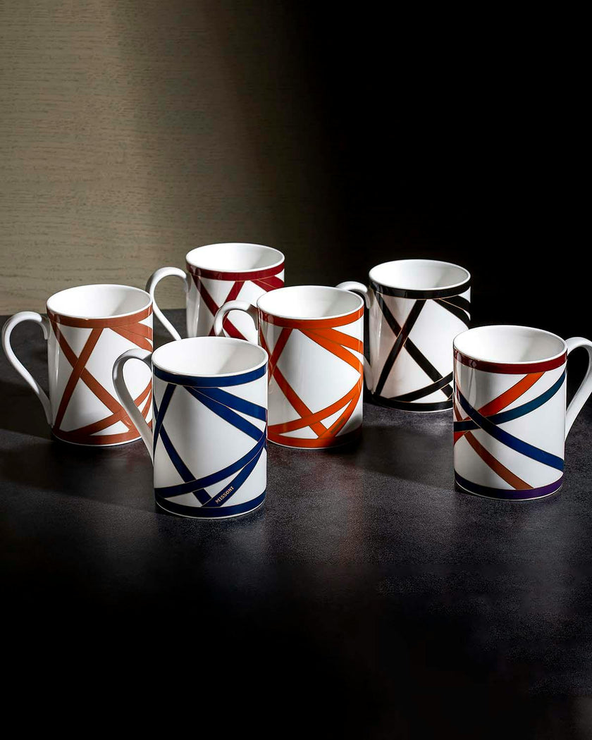 Mug Cup NASTRI in Luxury Box Multicolor diam. 3", H 3.9", cap. 12.5 oz
