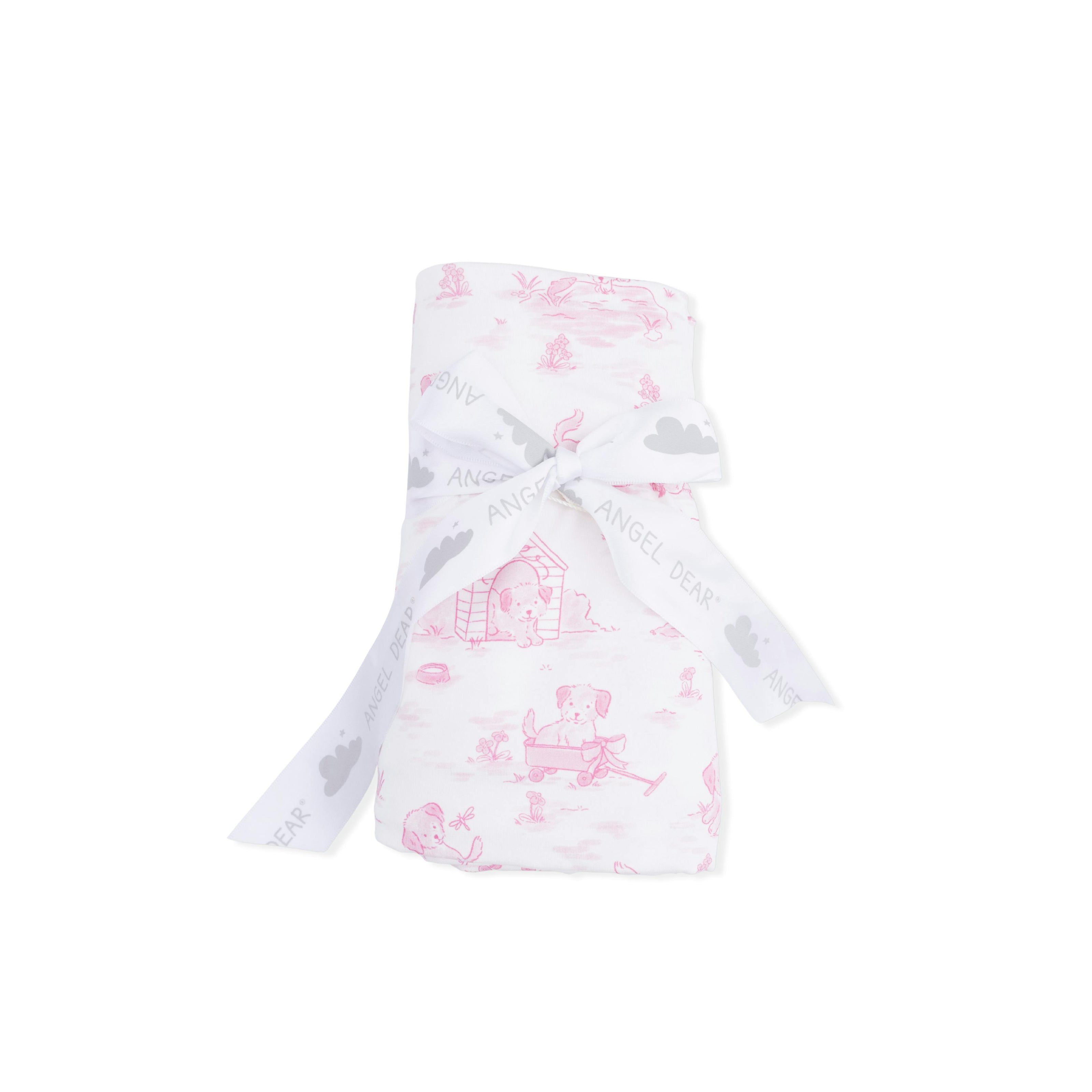 Puppy Toile Pink - Swaddle Blanket