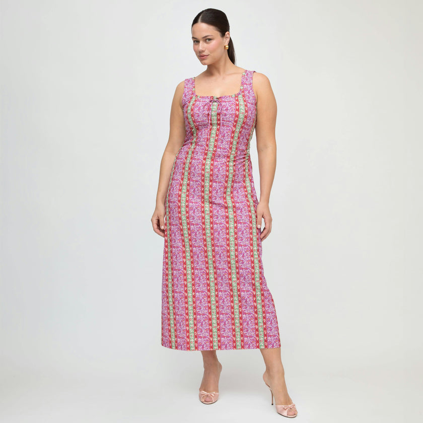 The Coraline Dress - Sunset Etched Floral Stripe