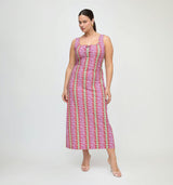 The Coraline Dress - Sunset Etched Floral Stripe