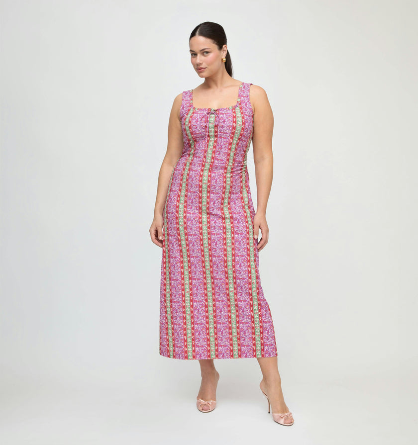 The Coraline Dress - Sunset Etched Floral Stripe