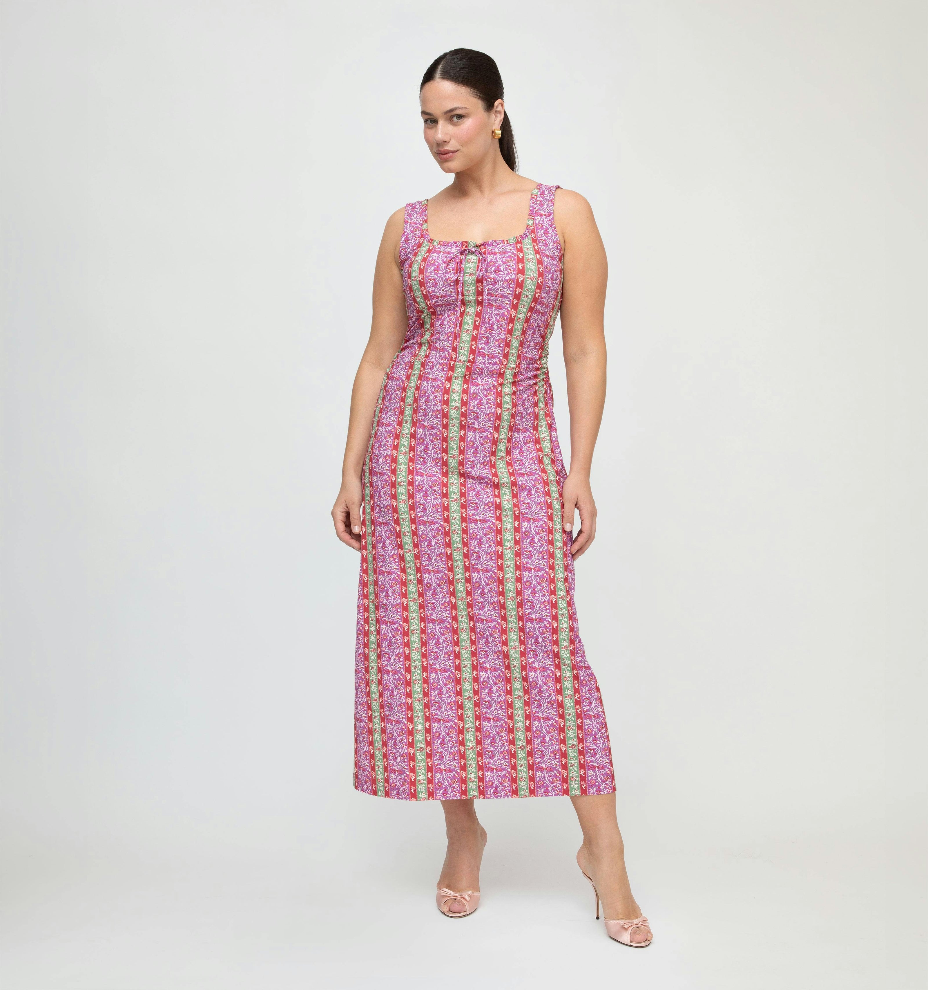 The Coraline Dress - Sunset Etched Floral Stripe