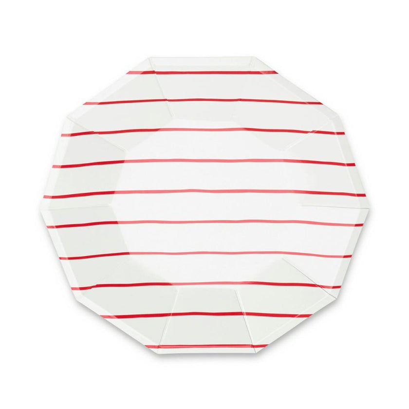 Candy Apple Frenchie Striped Large Plates