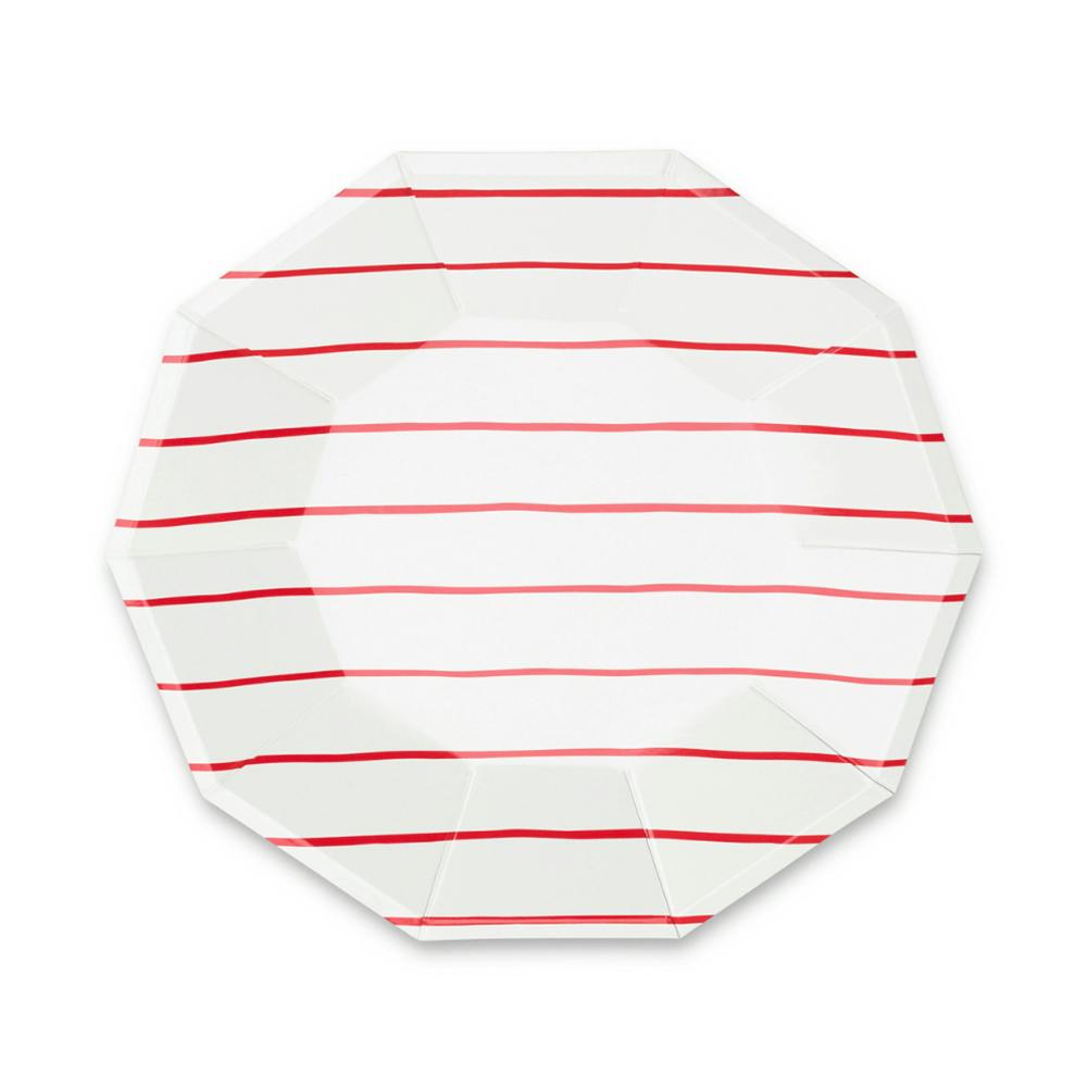 Candy Apple Frenchie Striped Large Plates
